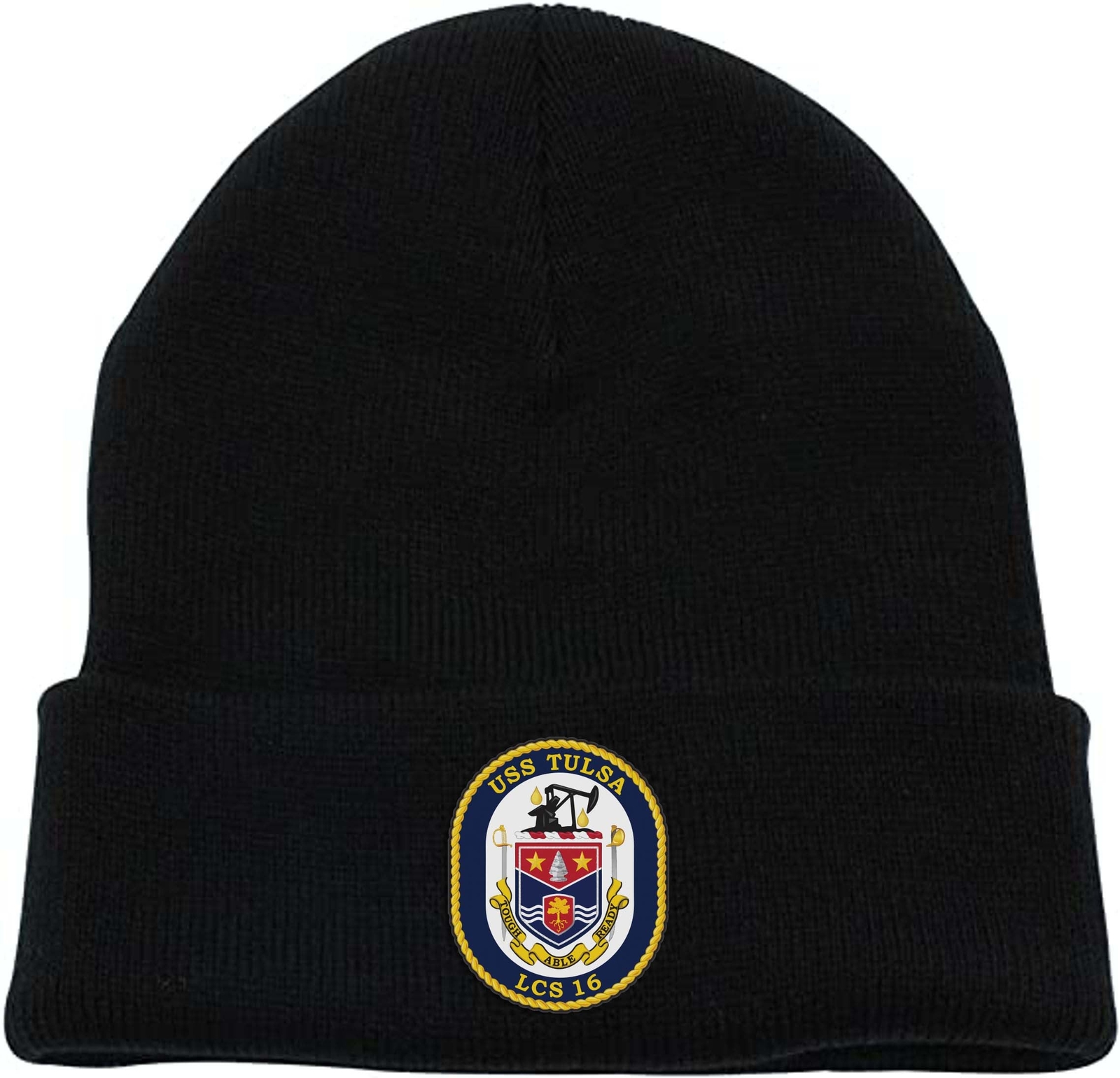 LCS-16 USS Tulsa Black Long Beanie Skull Cap
