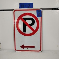 Retired Street/Road Sign No Parking Left Arrow 12"X18"  Lot 12-318
