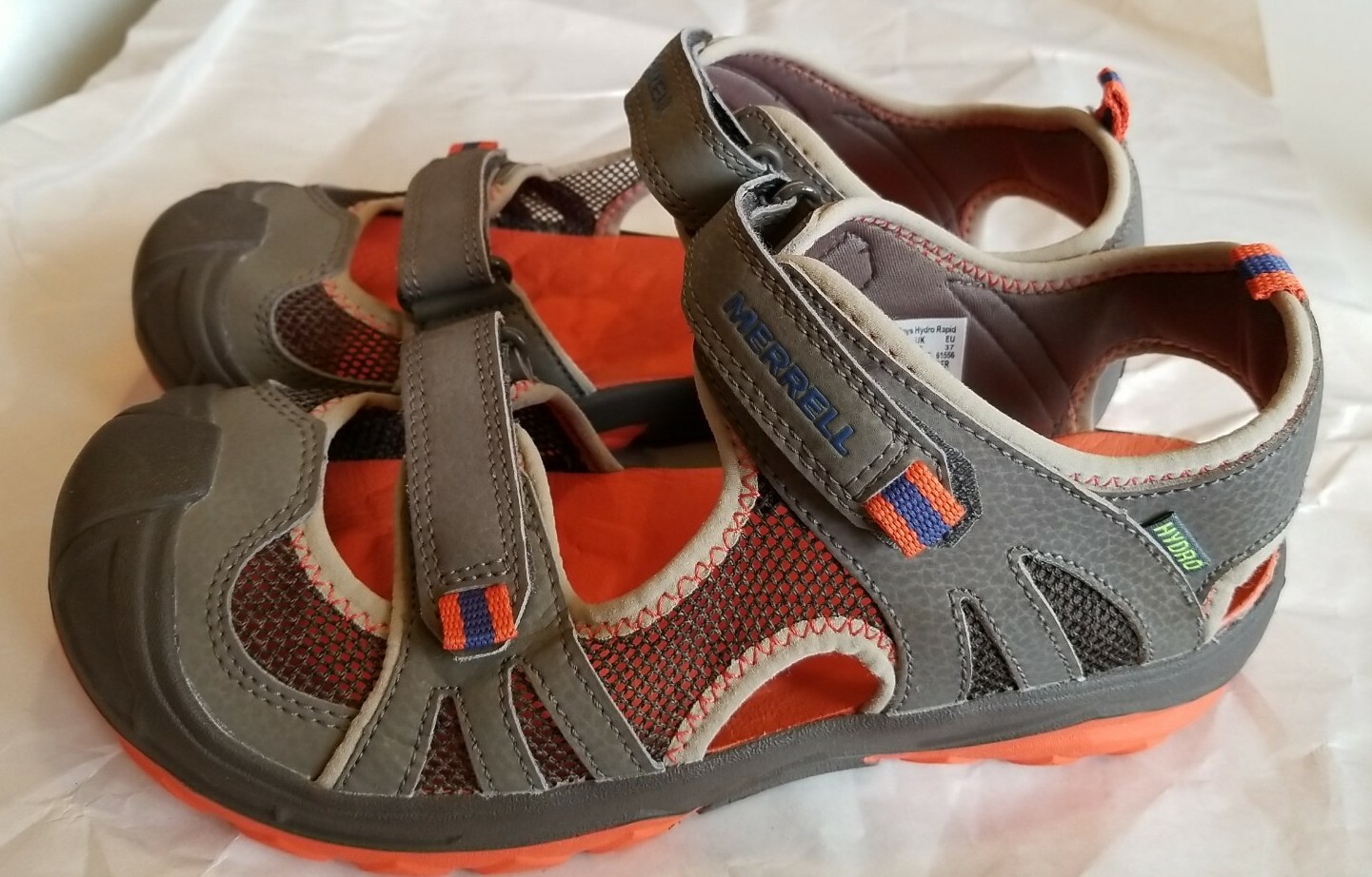 Scarpe Merrell ragazzo grigio arancione MY54844 Hydro Rapid taglia US 6M tomaia in pelle