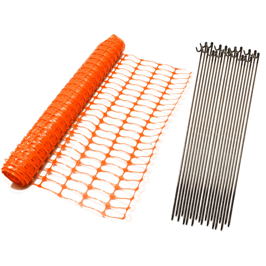 Orange Safety Barrier Mesh Fence 50m + 10 Fencing Pins. Events, Garden, Projects