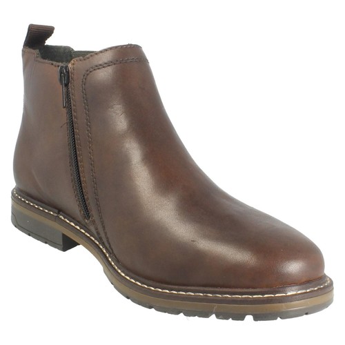 Mens Rieker '13757' Brown Leather Chelsea Boot With Zip - Picture 16 of 18