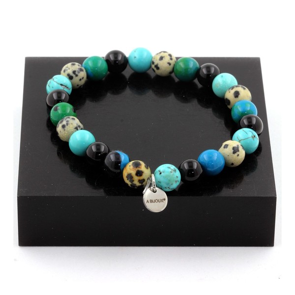 Steine Und Mineralien. Armband Perlen Dalmatinerjaspis + TüRkis + Chrysokoll-image