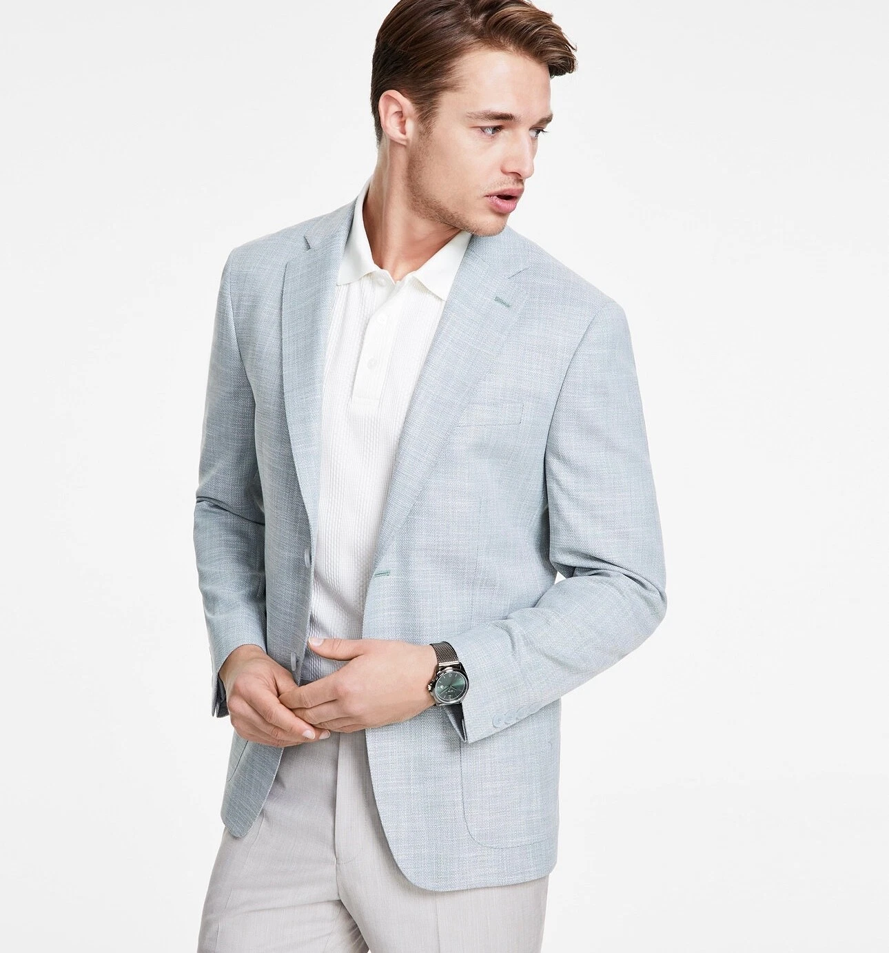 $295 NEW CALVIN KLEIN Mens Mint Green Slim Stretch Blazer Sport Coat Suit Jacket