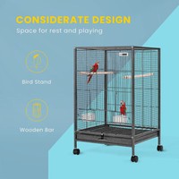 30" Bird Cage Wrought Iron with Rolling Stand Lovebird Parrot Finch Cage 5