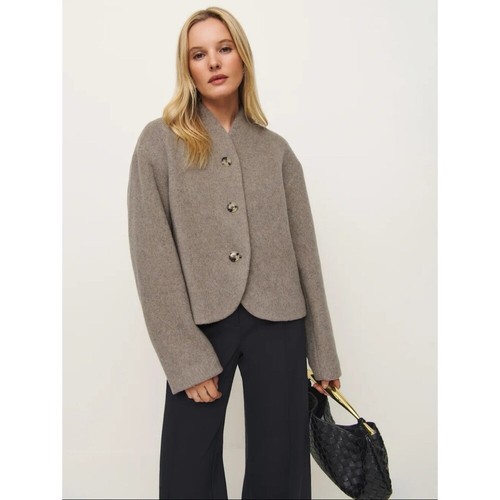 Chaqueta Reformation Owen de lana abotonada en piedra mediana nueva con etiquetas - Imagen 14 de 14