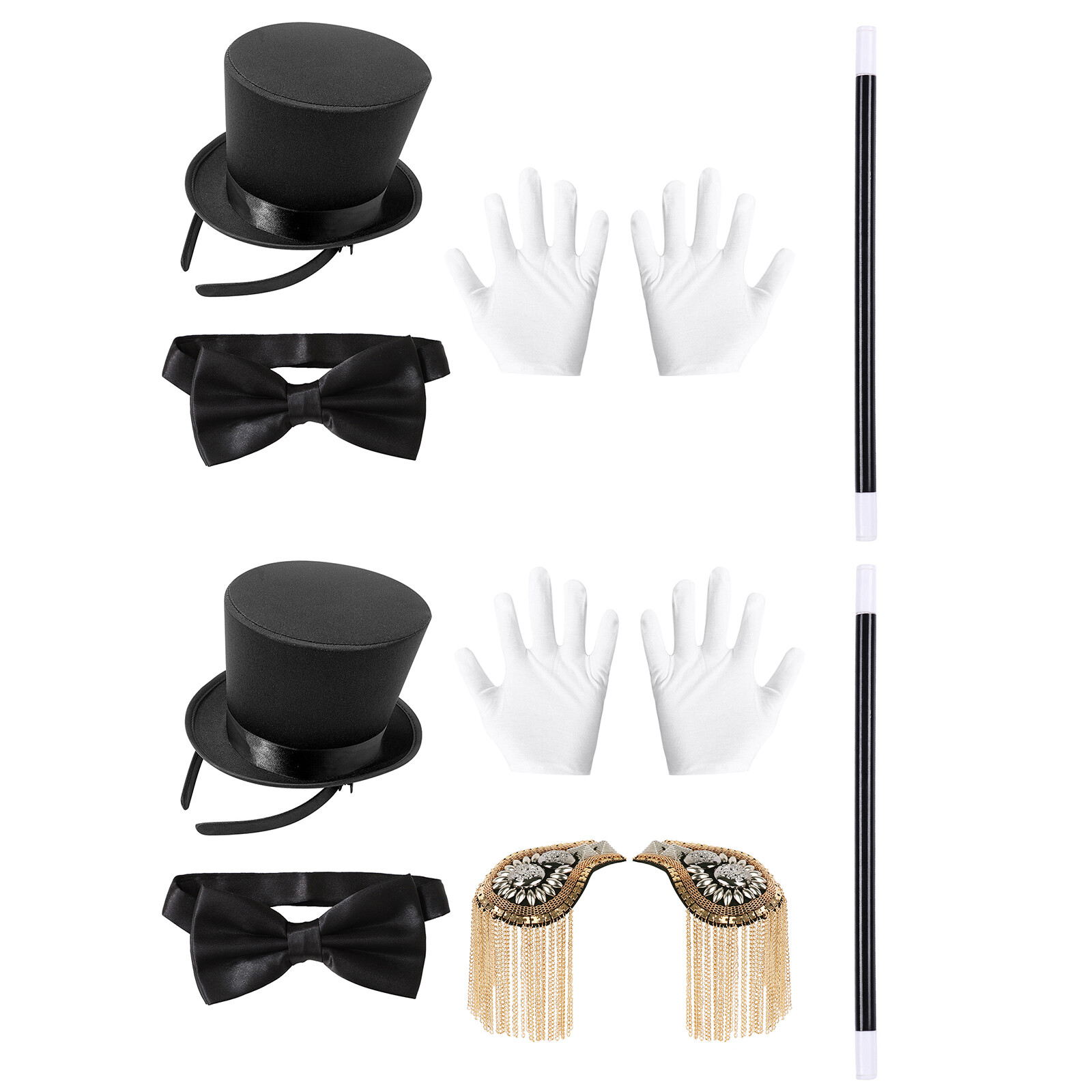 Elegant Hat Hair Hoop Bow Tie Magic Wand Gloves Party Prop Set  -image