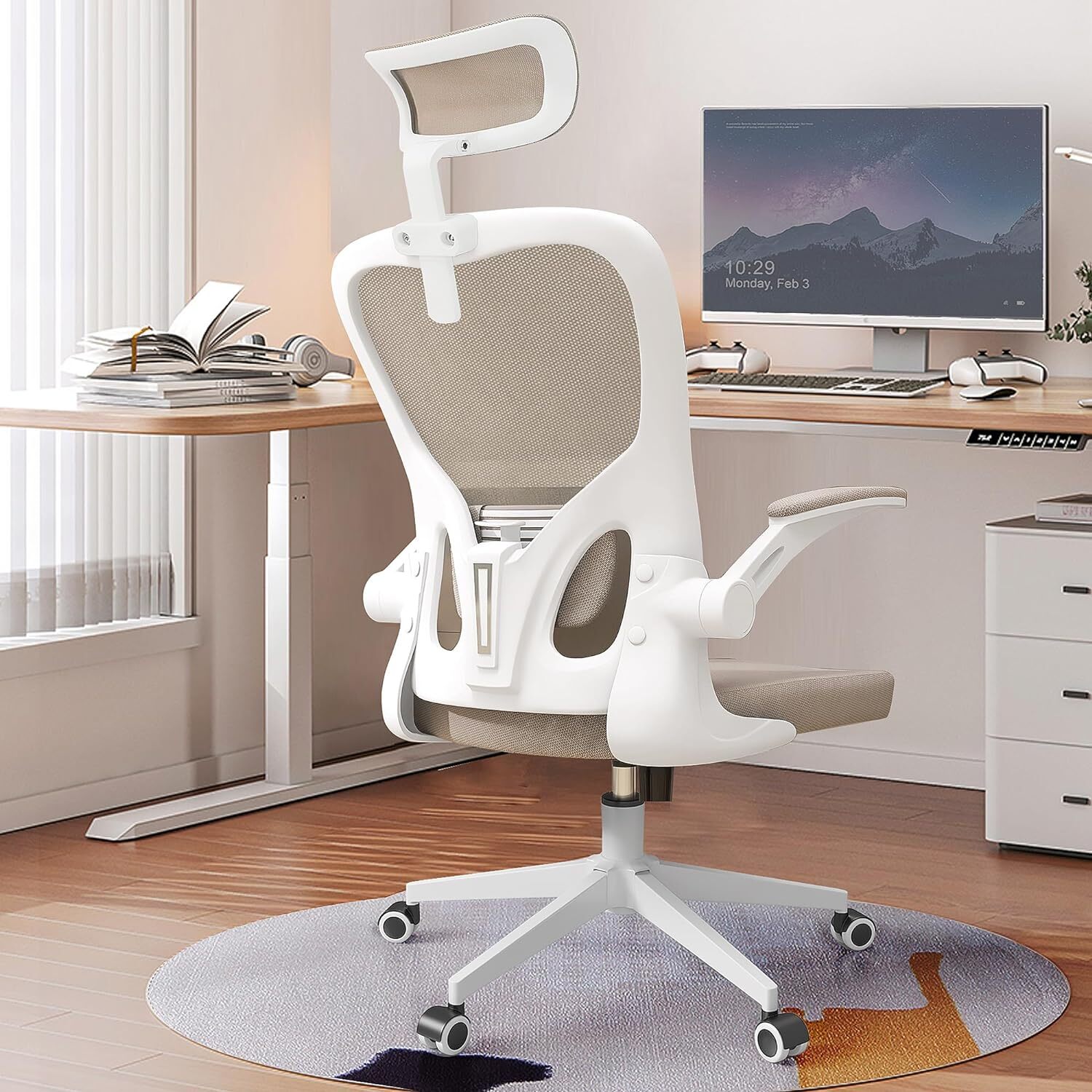 Ergonomic Office Chair, High Back Mesh Computer Desk Chair with Flip-up Arms-image