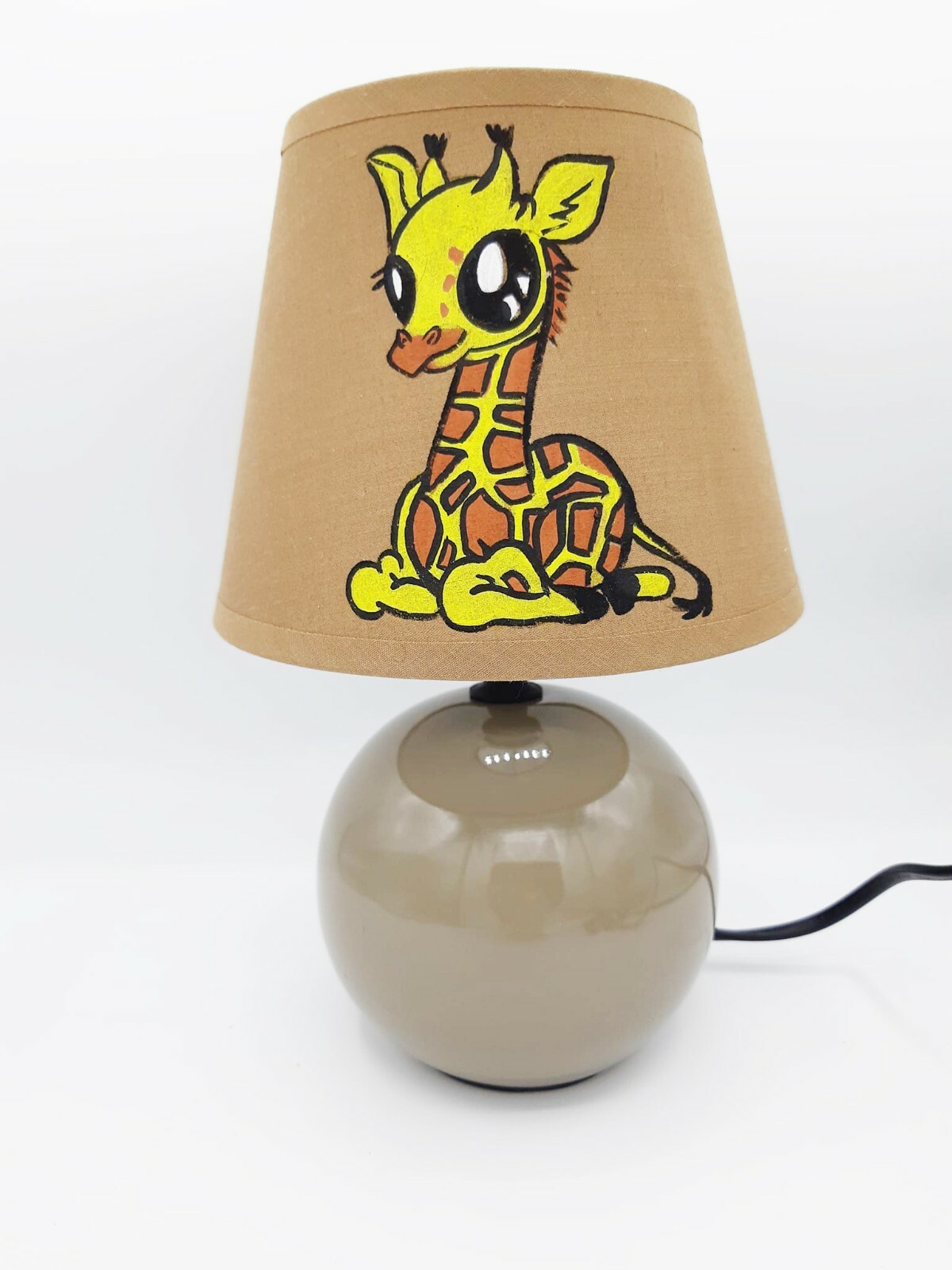 Lampe de chevet savane girafe peinte à la main, cadeau déco original
