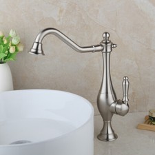 Brushed Nickel Bathroom Vessel Basin Swivel Spout Mixer Single Hole Faucet Taps