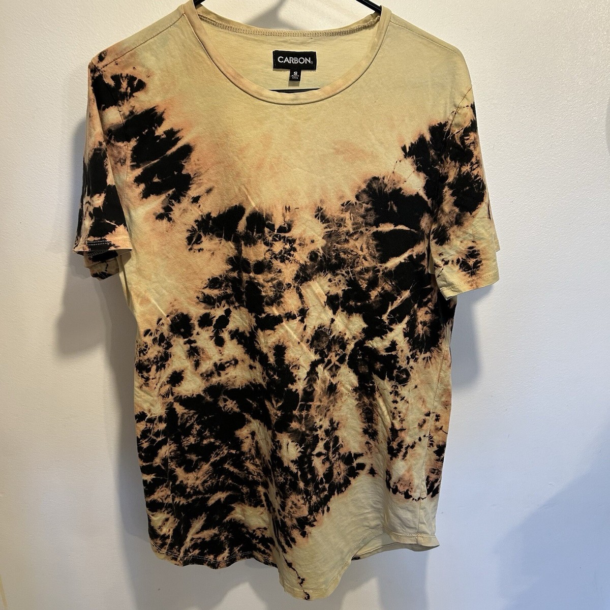 シャルボン charbon REDA WOOL TIE DYE Carbon Yellow and Black Bleach Tie-Dye Festival Short Sleeve T