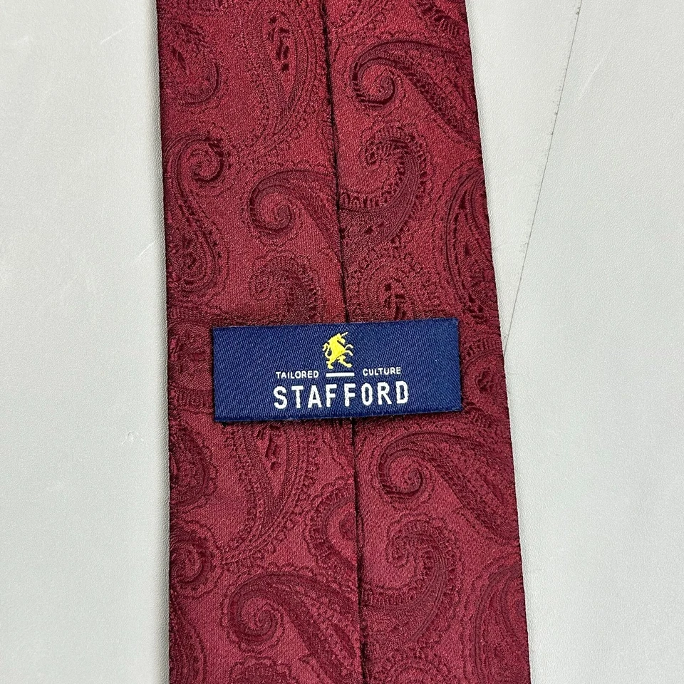 Corbata Stafford Para Hombres Roja Paisely Sólida Lujo Formal Trabajo Oficina Fiesta Corbata para el Cuello Foto 3 de 4