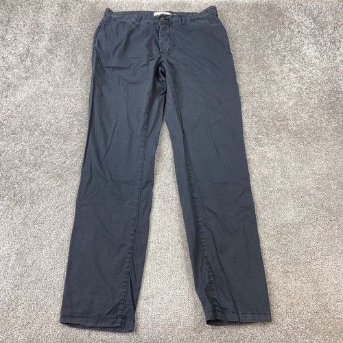 H&M L.O.G.G Slim Fit Straight Chino Pants Men's Size 33 Navy Button-Fly Cotton
