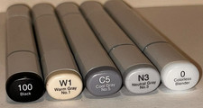 Copic Sketch Markers Set of 5 Markers Warm,Gray, Cool W1,C5,N3  100  0