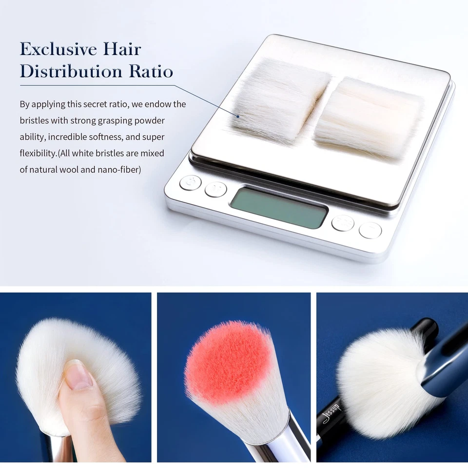 Juego de 25 brochas de maquillaje profesional cabello sintético natural negro | plateado Foto 3 de 4