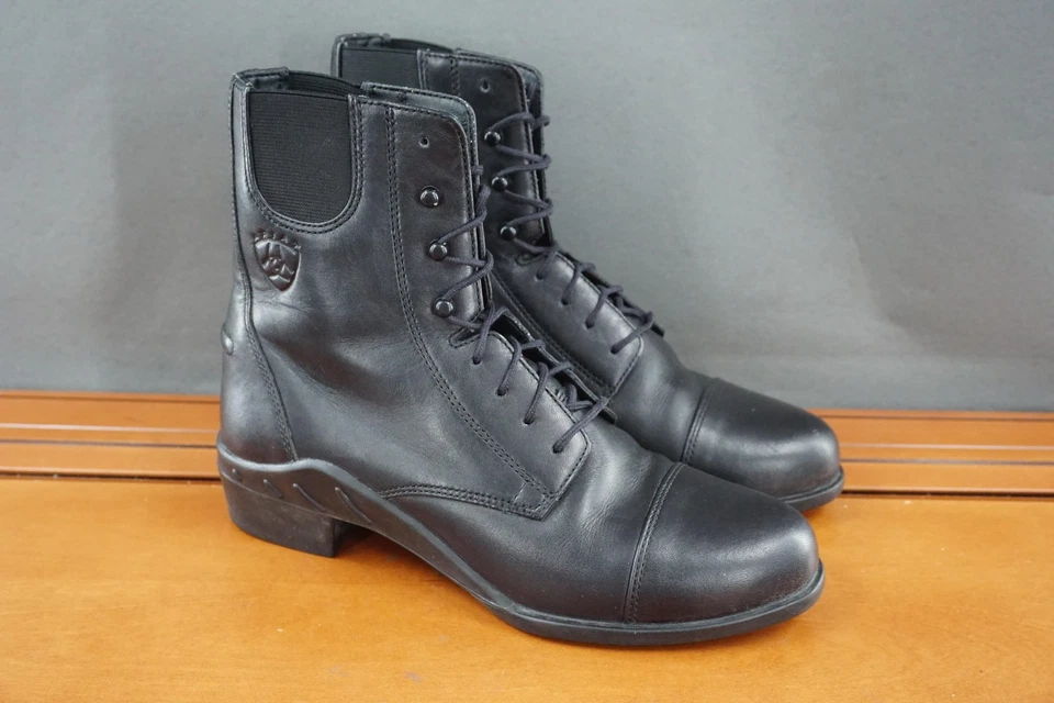 Botas Ariat para mujer talla 7 negras con cordones paddock equitación cuero 57301 Foto 3 de 4