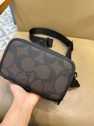 COACH classic monogram crossbody bag double zipper shoulder bag unisex