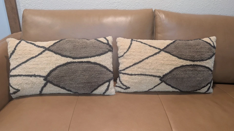 Throw Pillows CC WOOL ABSTRACT CAMEL/BLK/GRYLUMBAR 24 X 14 Large Decorative - Image 3 of 4