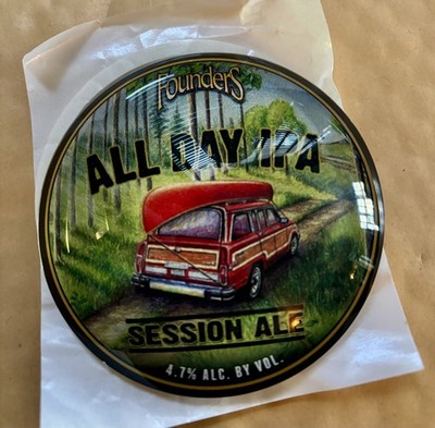 Founders All Day IPA Round Fish Eye Badge Tbar Beer Pump Man Cave Pub Bar Neu