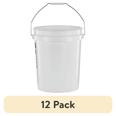 #ad 12 Pack 5 Gallon Plastic Pails Heavy Duty White Food Grade Utility Buckets $46.63