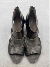 Donald J Pline Womens Brown Snake Print Leather Wedge Strappy Heels Size US 10