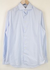 SUITSUPPLY Men's Formal Shirt 41/16 Striped Blue Cotton Slim Extra Button Up 