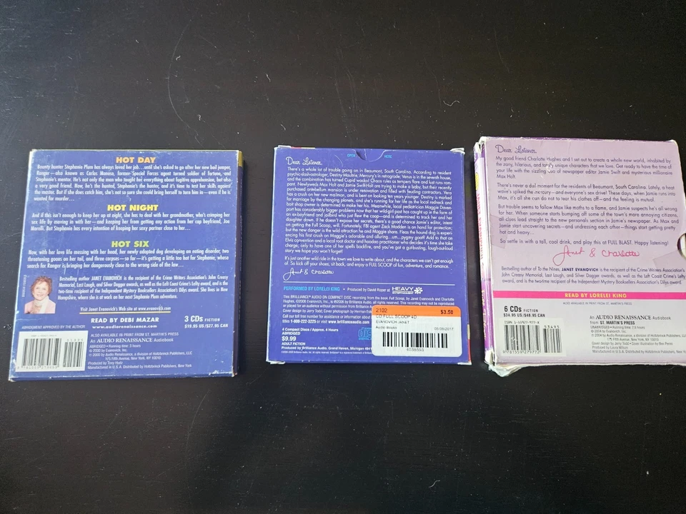 Janet Evanovich 5 Audio CD Books: Hot Six, Full Scoop, Smitten, Motor Mouth more Foto 3 de 3