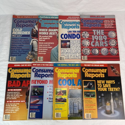 #ad vintage consumer reports magazine Lot 1989 Almost Full Year 8 Issues Total $50.00