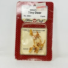 VTG Fibre Craft 8581 Miniature Tiny Deer Christmas Mini Figurine Dollhouse 3 pcs