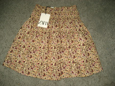 NEW girls 10-11-12 Zara skirt elastic waist 16.5" cotton lined beige design