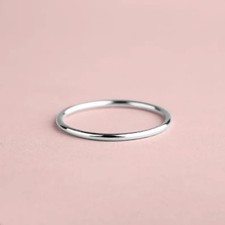 Solid Sterling Silver Ring Midi Thin Stacking, 1mm Polished Band, Sizes 1 to 14