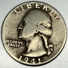 1941 P Washington 90% Silver Quarter Circulated Condition 25c US Coin - 2749