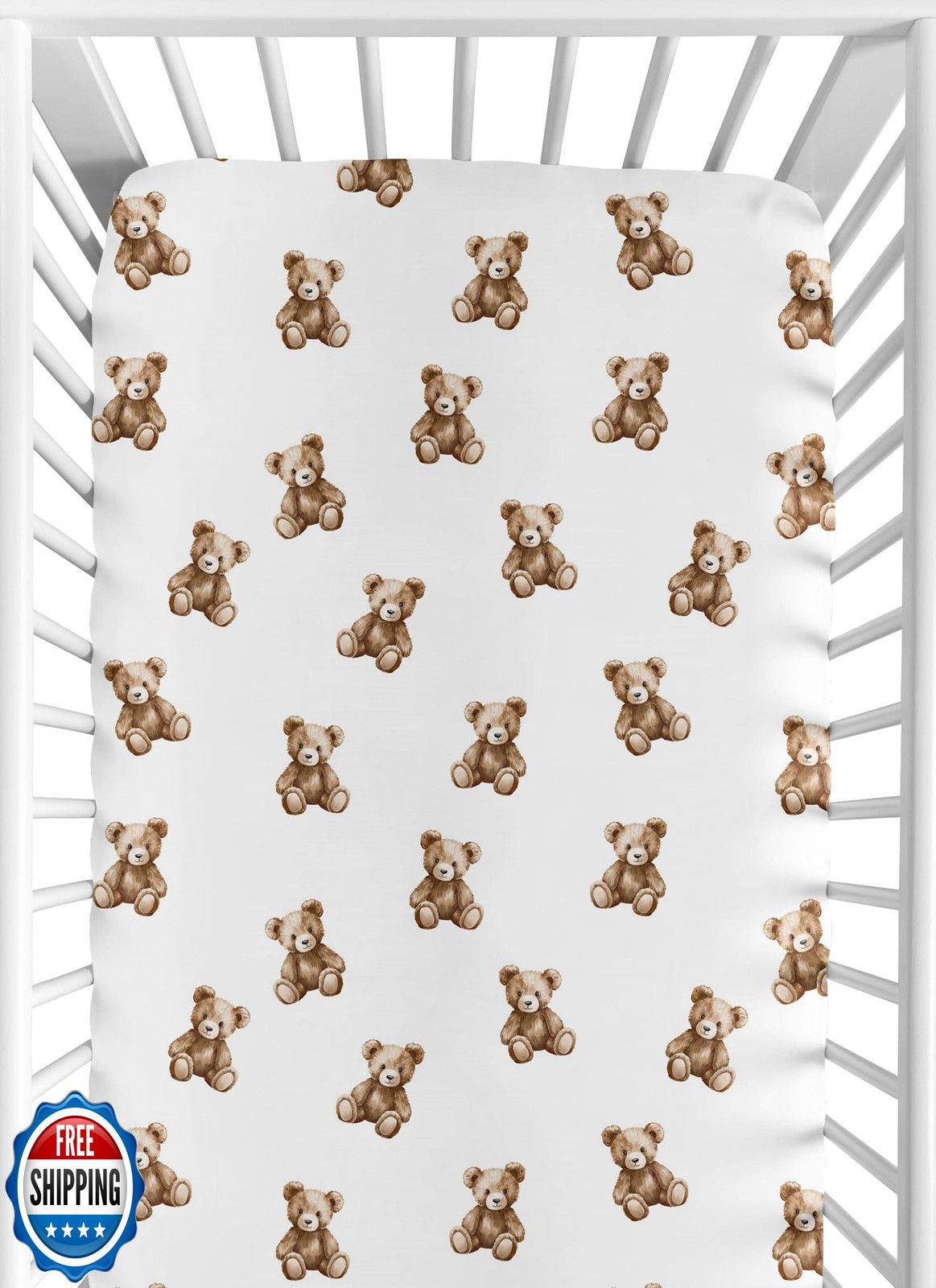 Sweet Jojo Designs Fitted Baby Crib Sheets (Boho Teddy Bear) for Boys or Girl