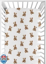 Sweet Jojo Designs Fitted Baby Crib Sheets (Boho Teddy Bear) for Boys or Girl
