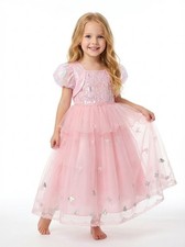 Girls Pink Fairy Princess Dress Butterfly Tulle Size 5