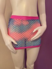Rainbow Fishnet Handmade Skirt Medium