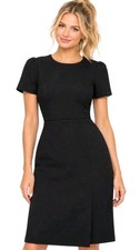 Ann Taylor Little Black Midi Short Sleeve Baby Doll Professional Dress Size 4