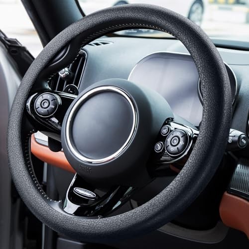 Spurtar Car Steering Wheel Cover for Women Men Car Accessories, Silicone Black