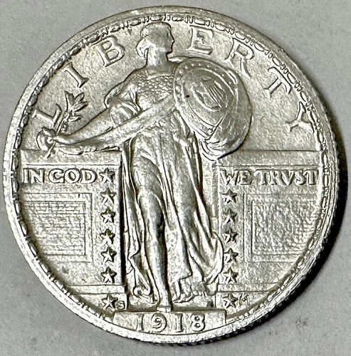 1918 S STANDING LIBERTY QUARTER UNC DETAILS
