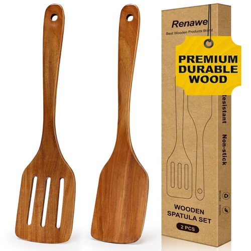 2 PEZZI Spatola in Legno di Acacia per Utensile da Cucina 2 SPATOLE, 2 SPATOLE  - Foto 1 di 7