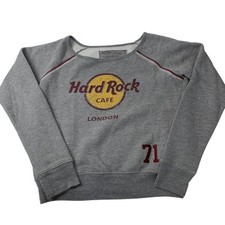 HARD ROCK CAFE Sweatshirt Logo Graphic Grey Womens Small