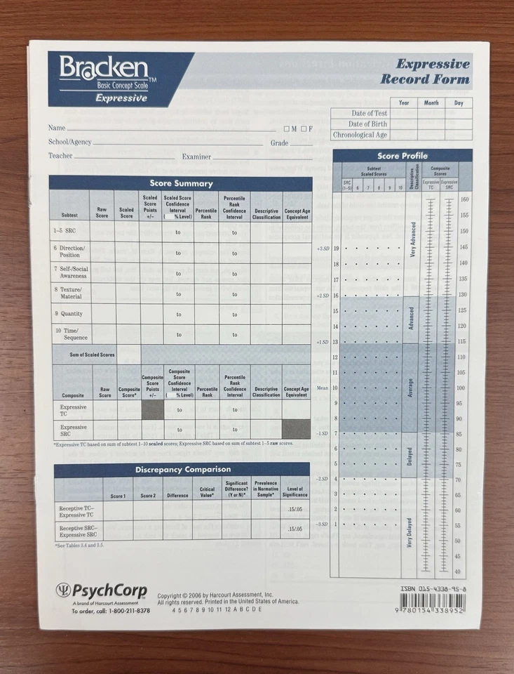 Bracken Basic Concepts Scale 3 Expressive Language Speech SLP Test Assessment - Image 4 of 4