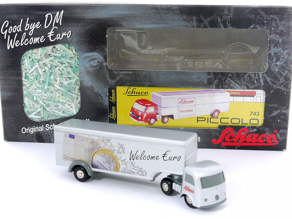 Schuco 01838 Piccolo Mercedes MB Good Bye DM Welcome Euro OVP 1211-26-02