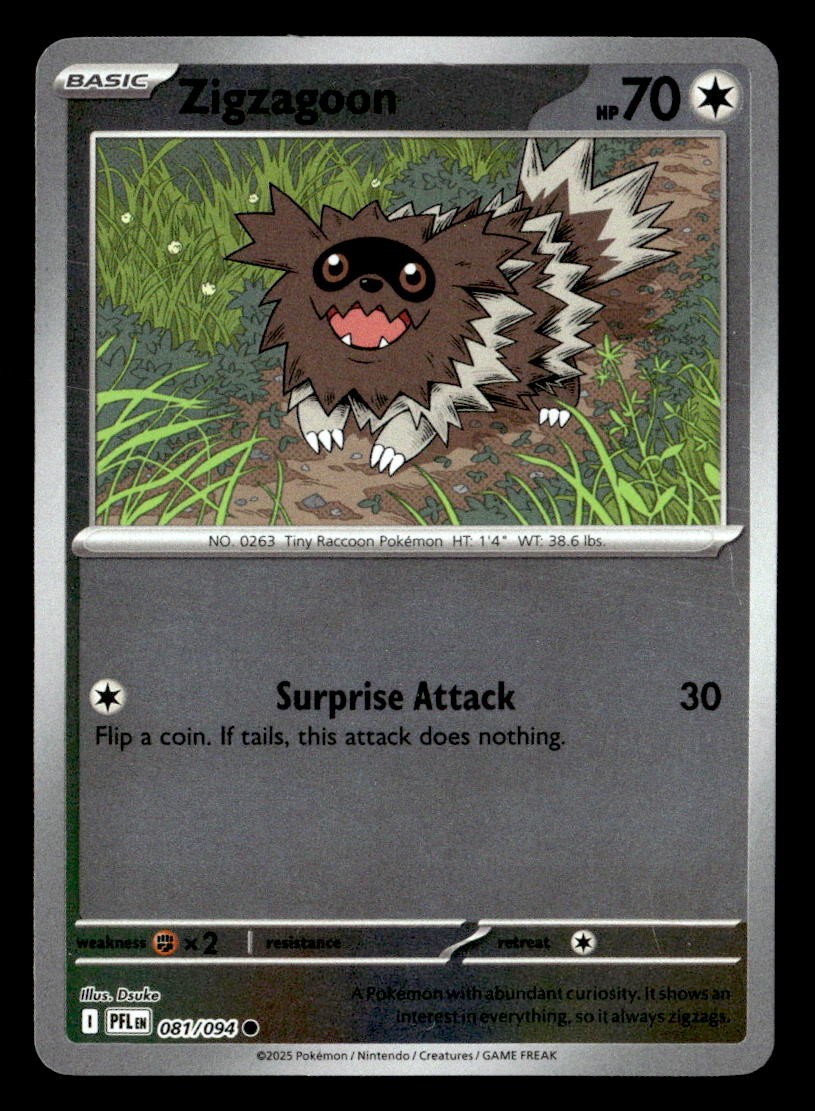 Pokemon Zigzagoon #081/094 tcg Near Mint or Better