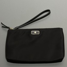 Kate Spade Dawn Medium Double Zip Wristlet Nylon Black Clutch Vegan Organizer