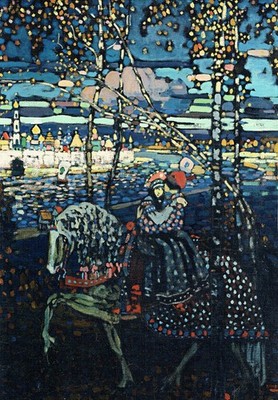 Wassily Kandinsky Paar zu Pferd Vintage Kunstdruck Poster Wanddeko Idee