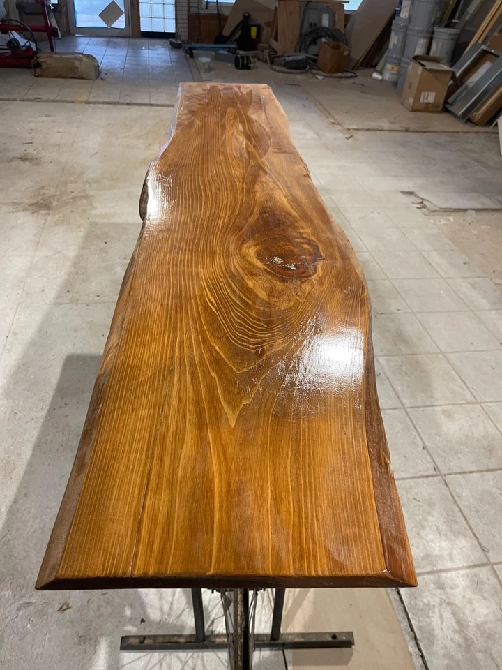 vintage beach cruiser bicycle console/entry table with live edge wooden tabletop - Image 4 of 4