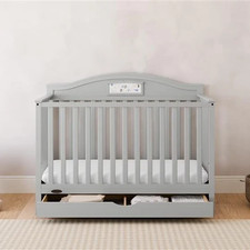 Graco Story 5 in 1 Convertible Crib with Drawer in Pebble Gray