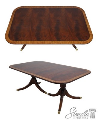 L74348: Quality Flame Mahogany Double Pedestal Dining Table