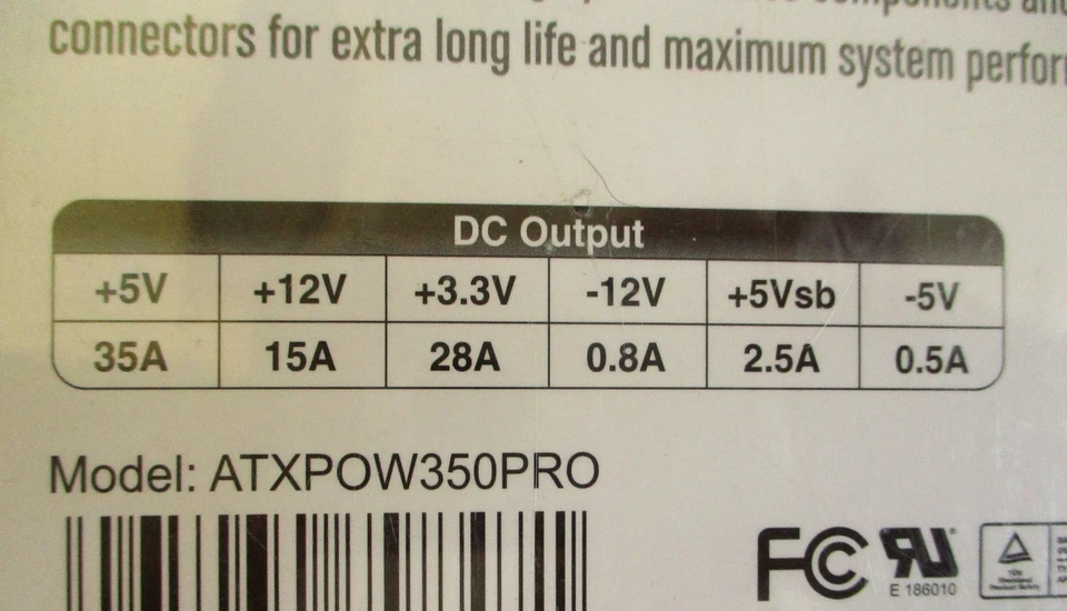StarTech ATX12V Computer PC Power Supply 350 Watts ATXPOW350PRO - Image 2 of 4