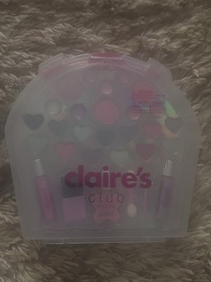 Claire s Club Heart-Shaped Makeup Set Kit for Girls, Lip Gloss, Blush, Eyeshadow